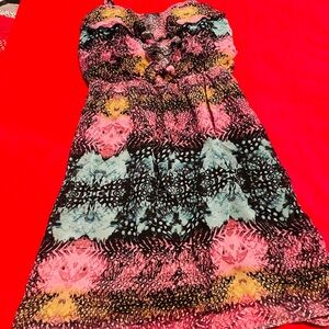 Charlotte Russe Pink and Blue Patterned Midi Dress